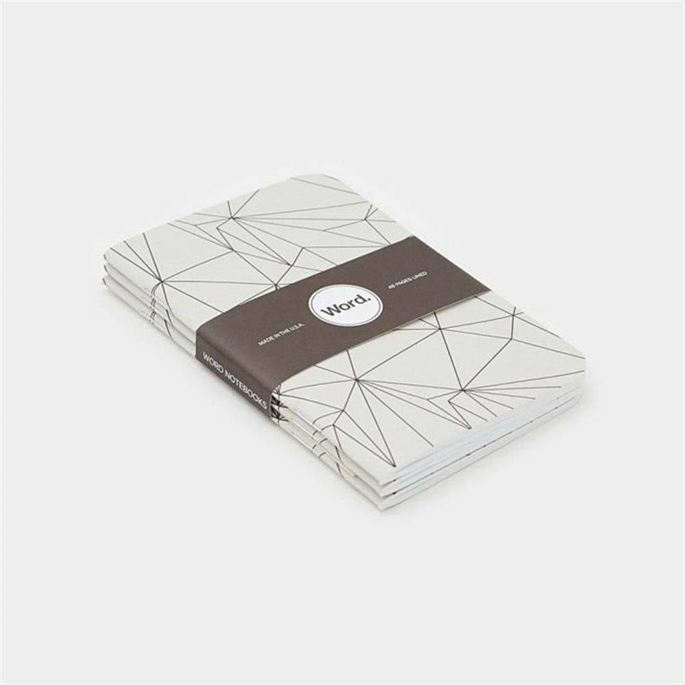Wordnotebook 3'lü Cep Boy Grey Polygon Çizgili Defter 9x14cm