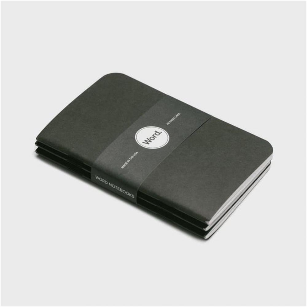 Wordnotebook 3'lü Cep Boy New Black Çizgili Defter 9x14cm
