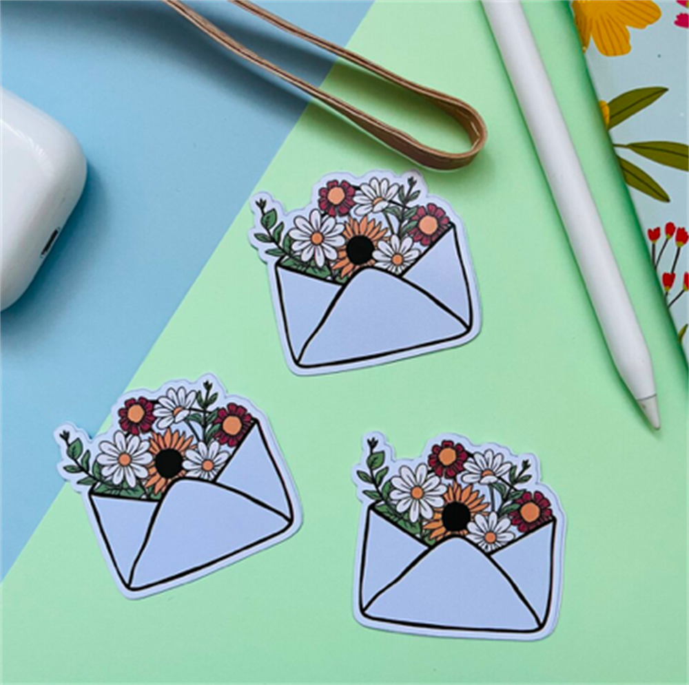 Zarftaki Çiçekler Sticker ( Tekli)