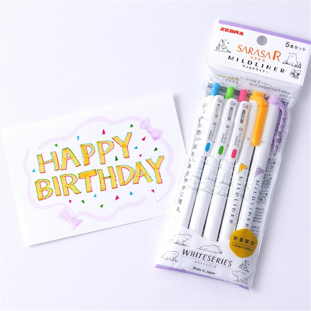Zebra Sarasa Limited Edition White Series Polar Bear Set  3 Jel Kalem + 2 Fosforlu Kalem