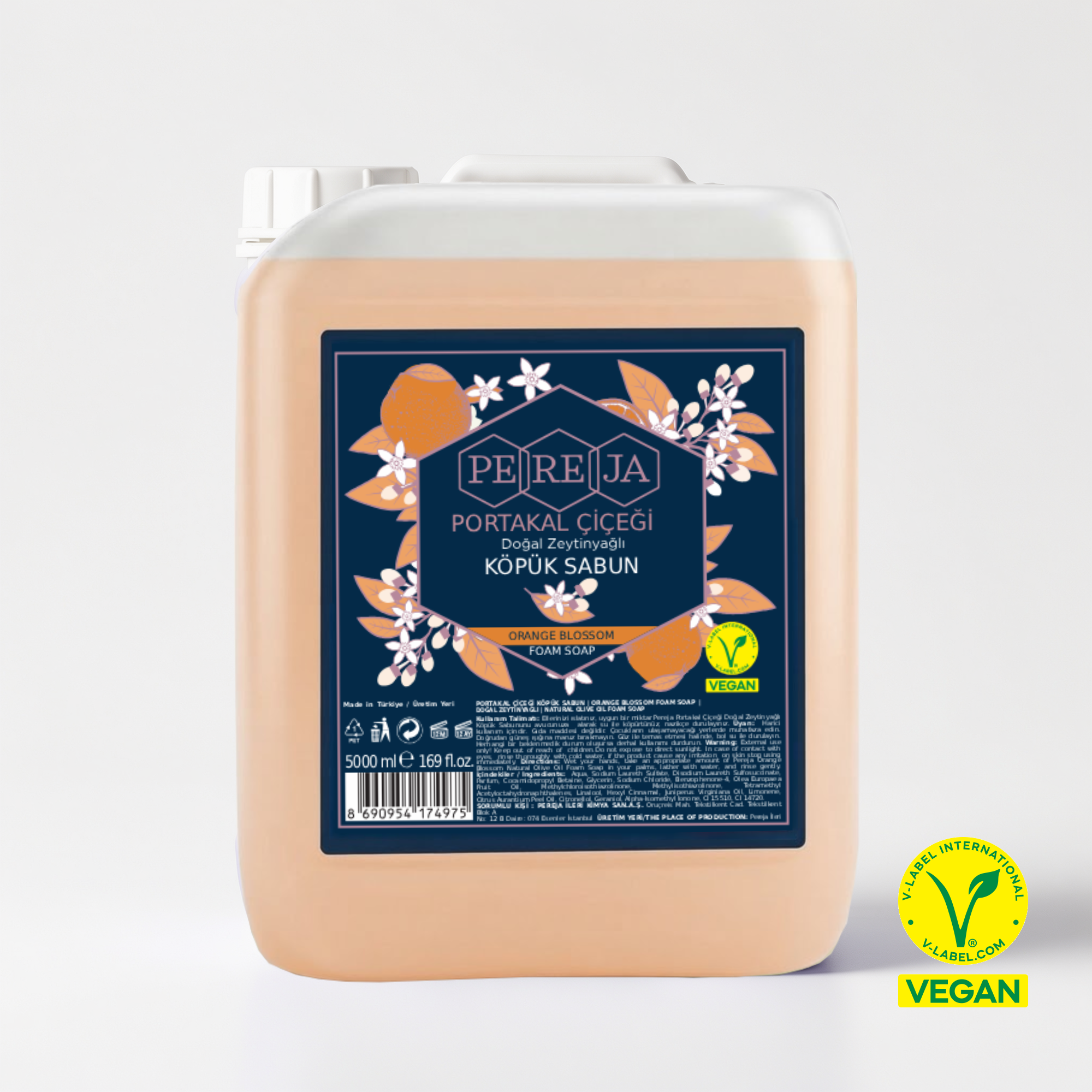 Pereja Portakal Çiçeği Doğal Zeytinyağlı Köpük Sabun 5000 ml