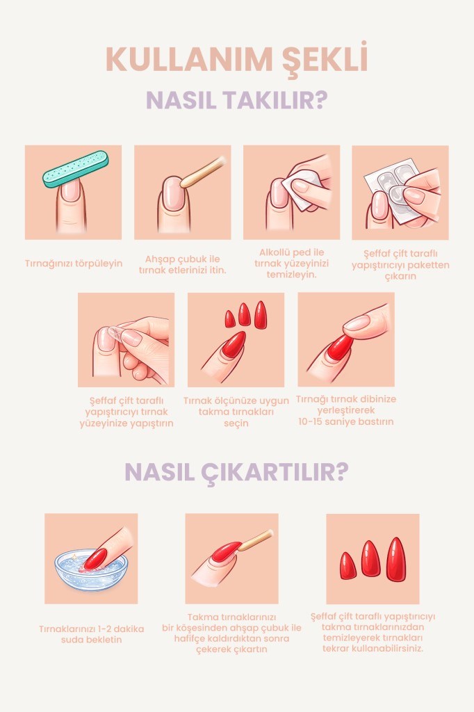 Ayak Takma Tırnak Seti & Zararsız yapıştırıcı