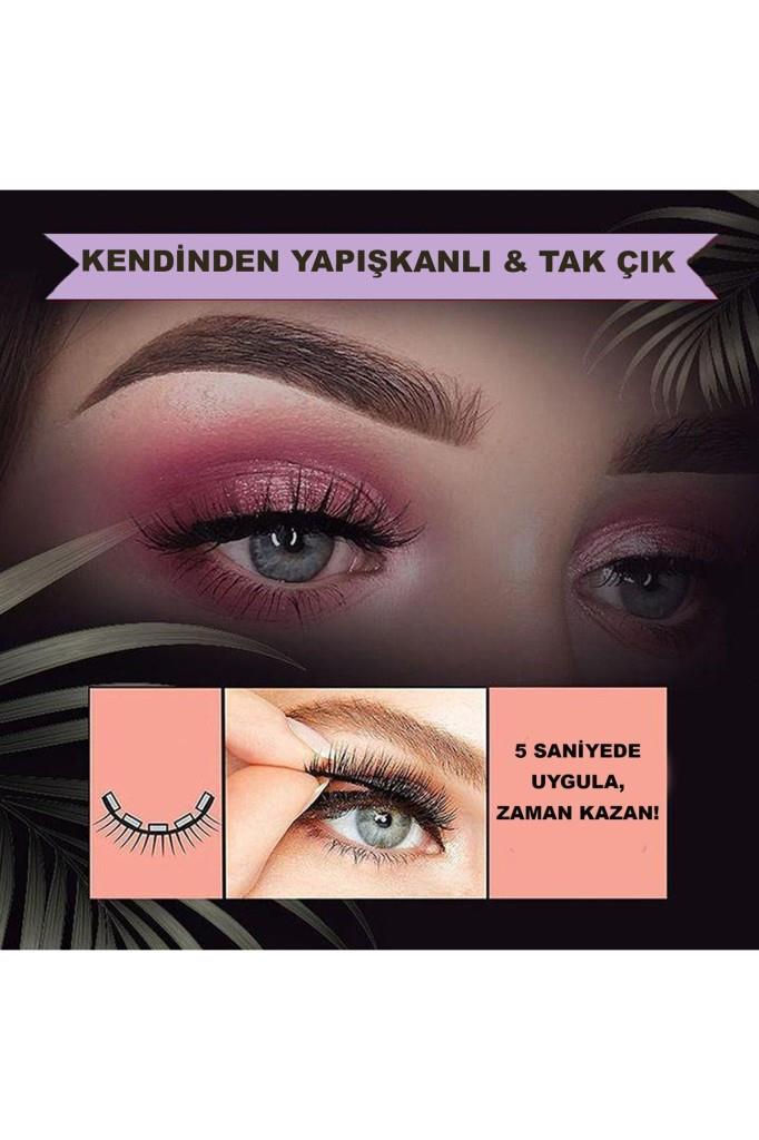 Doğal İpek Takma Kirpik, Kendinden Yapışkanlı ve Yeniden Kullanılabilir Kirpikler, L5