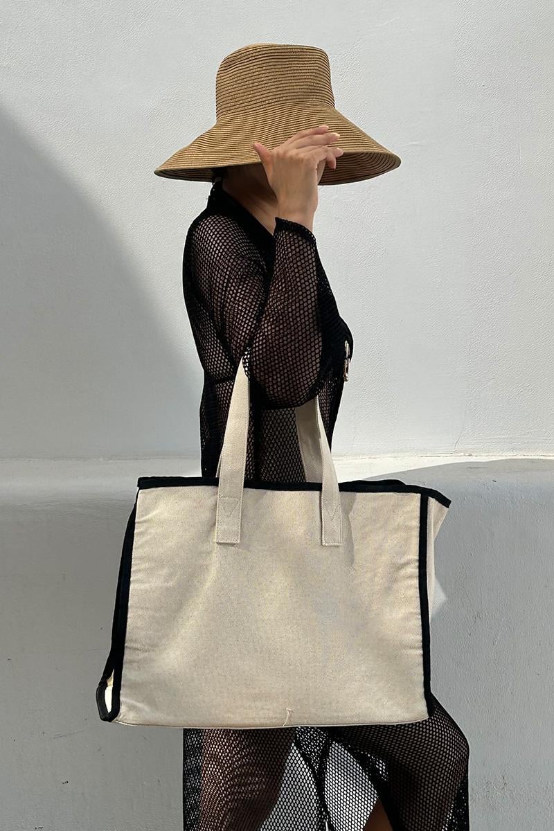 Arc X Large Kanvas Siyah Saplı Tote Bag 