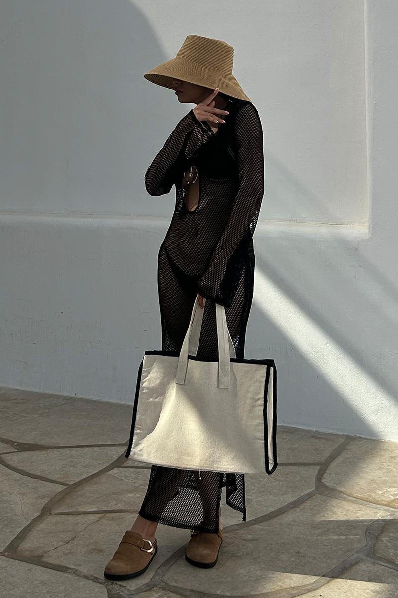 Arc X Large Kanvas Siyah Saplı Tote Bag 