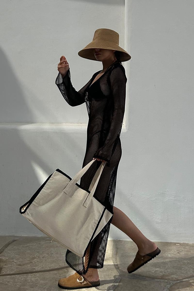 Arc X Large Kanvas Siyah Saplı Tote Bag 
