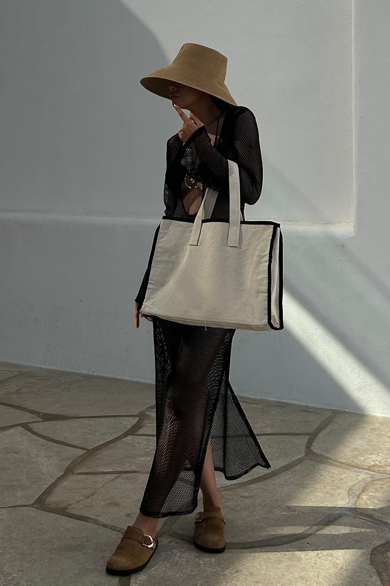 Arc X Large Kanvas Siyah Saplı Tote Bag 