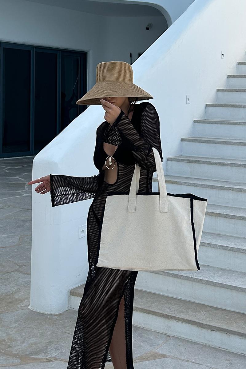 Arc X Large Kanvas Siyah Saplı Tote Bag 