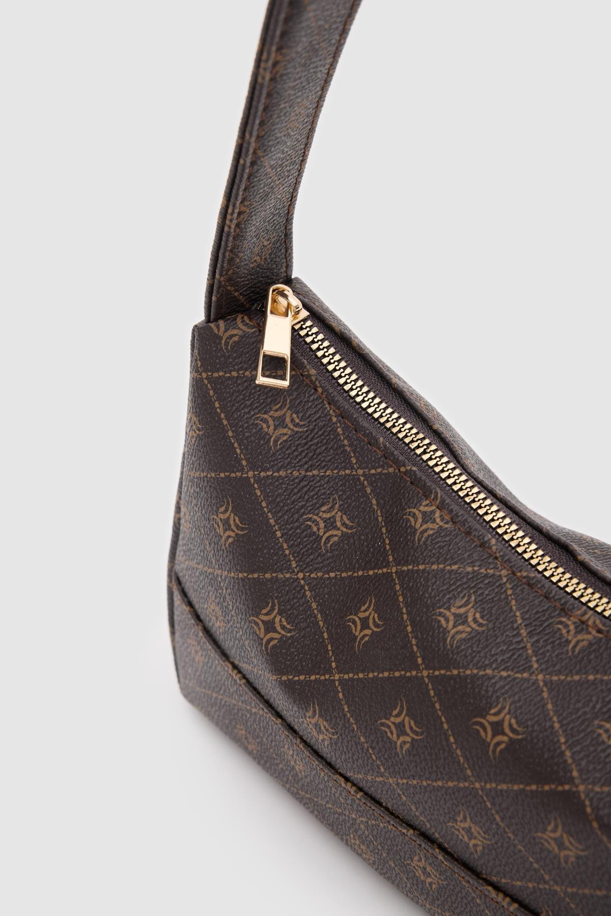 Basic Baget Çanta Casper Monogram Kahverengi
