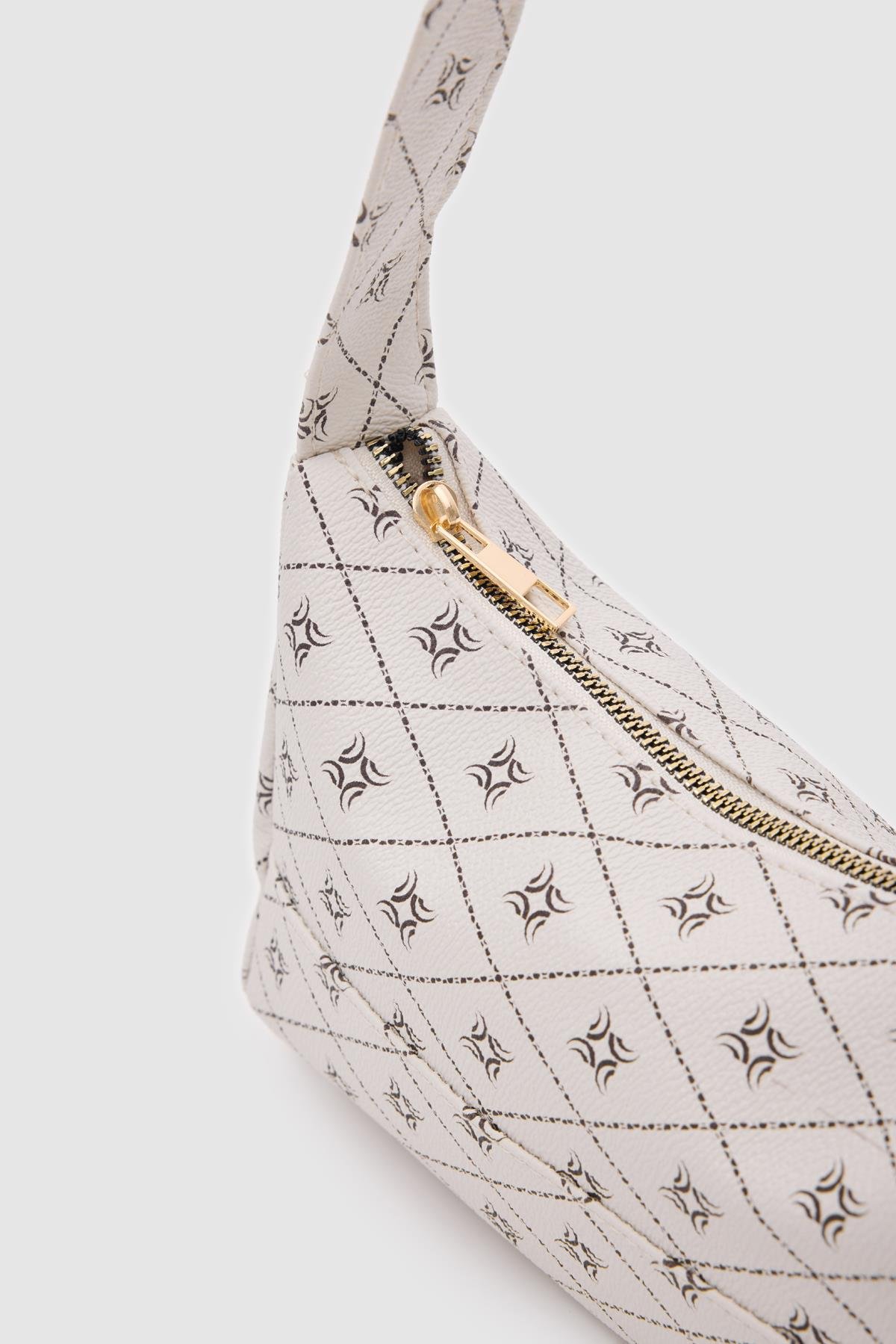 Basic Baget Çanta Casper Monogram Krem