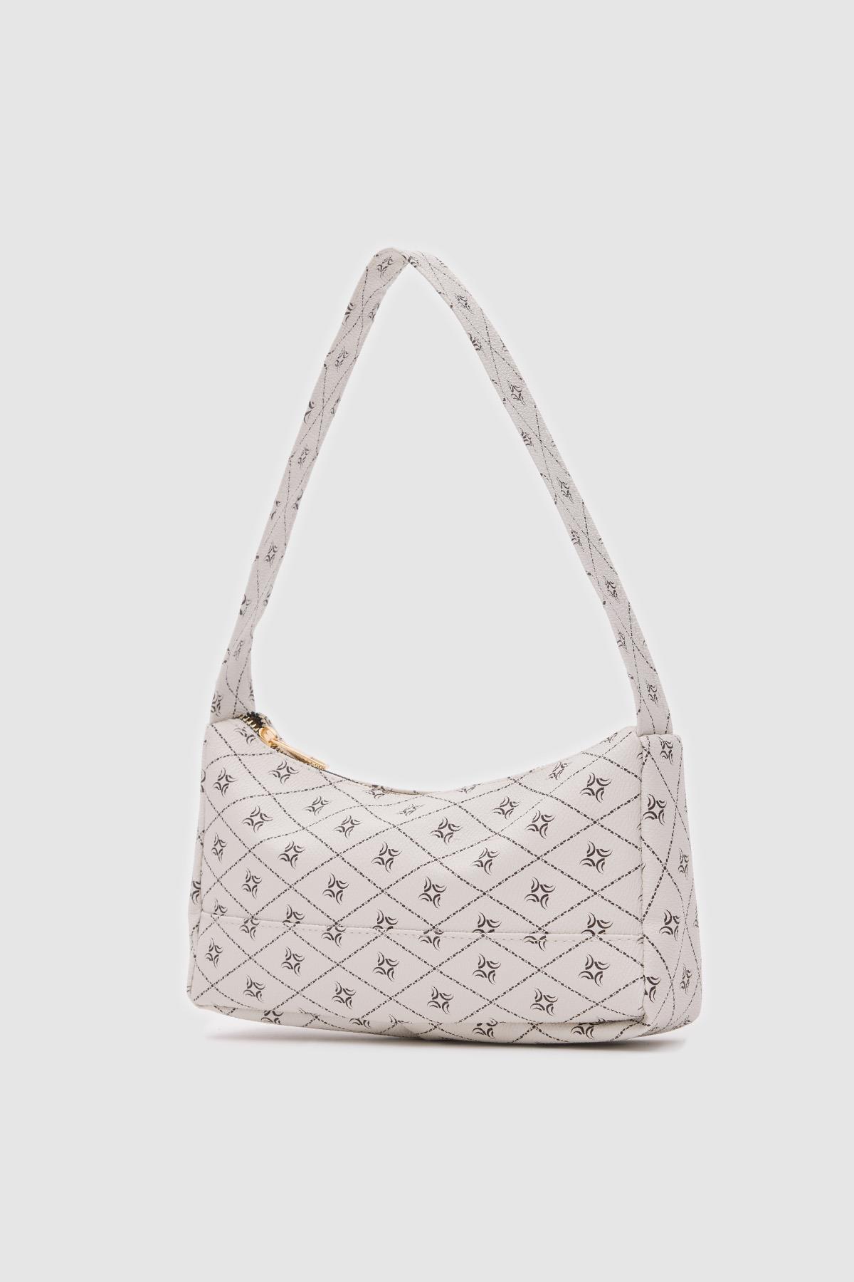 Basic Baget Çanta Casper Monogram Krem