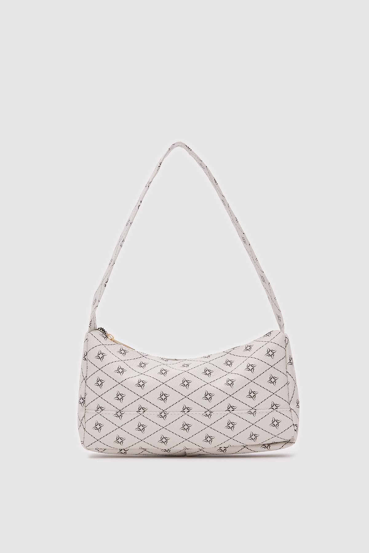 Basic Baget Çanta Casper Monogram Krem
