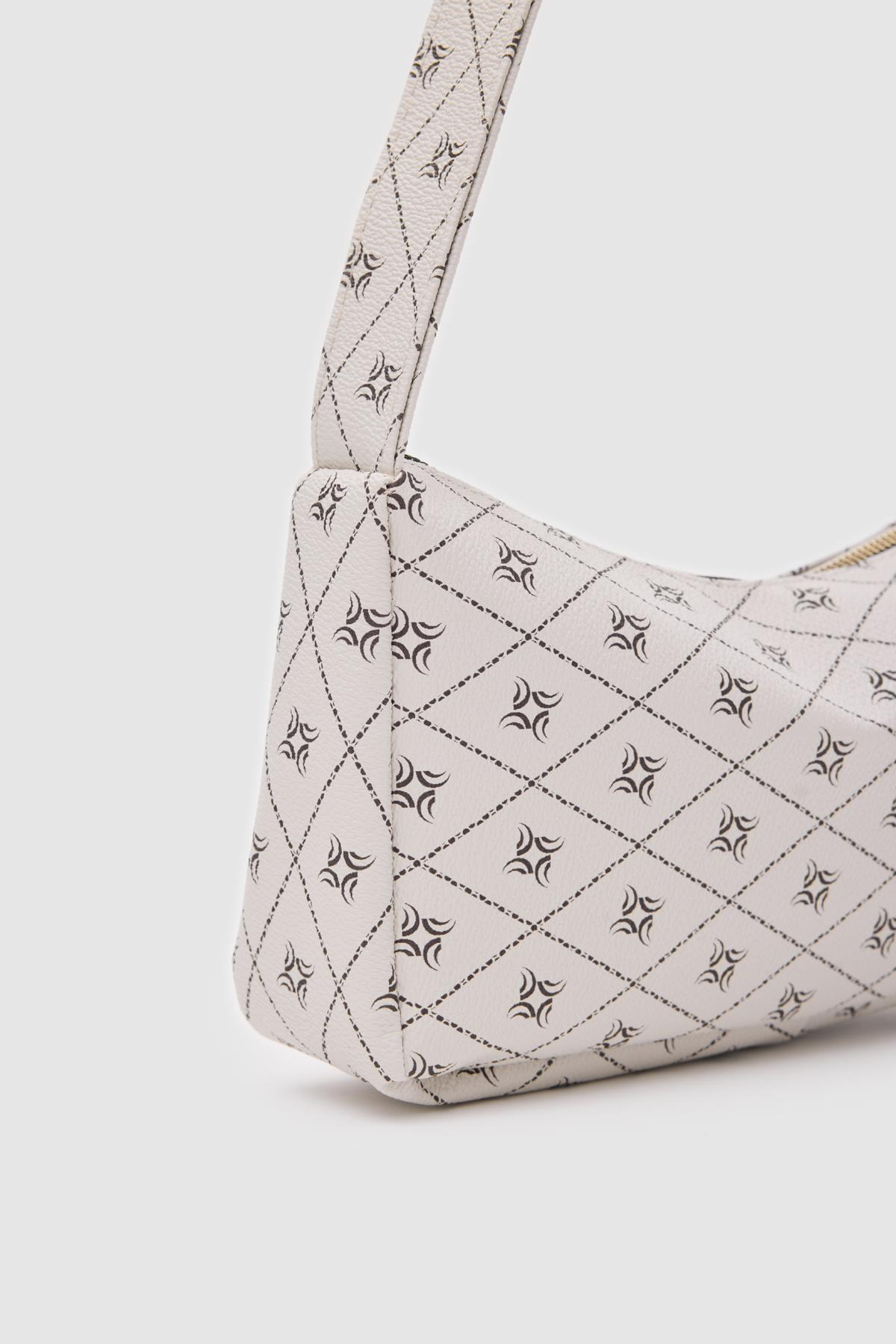 Basic Baget Çanta Casper Monogram Krem