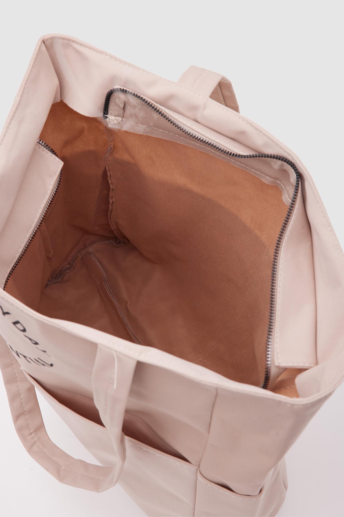 Bondit Kumaş Shopper Bag Kenza Krem
