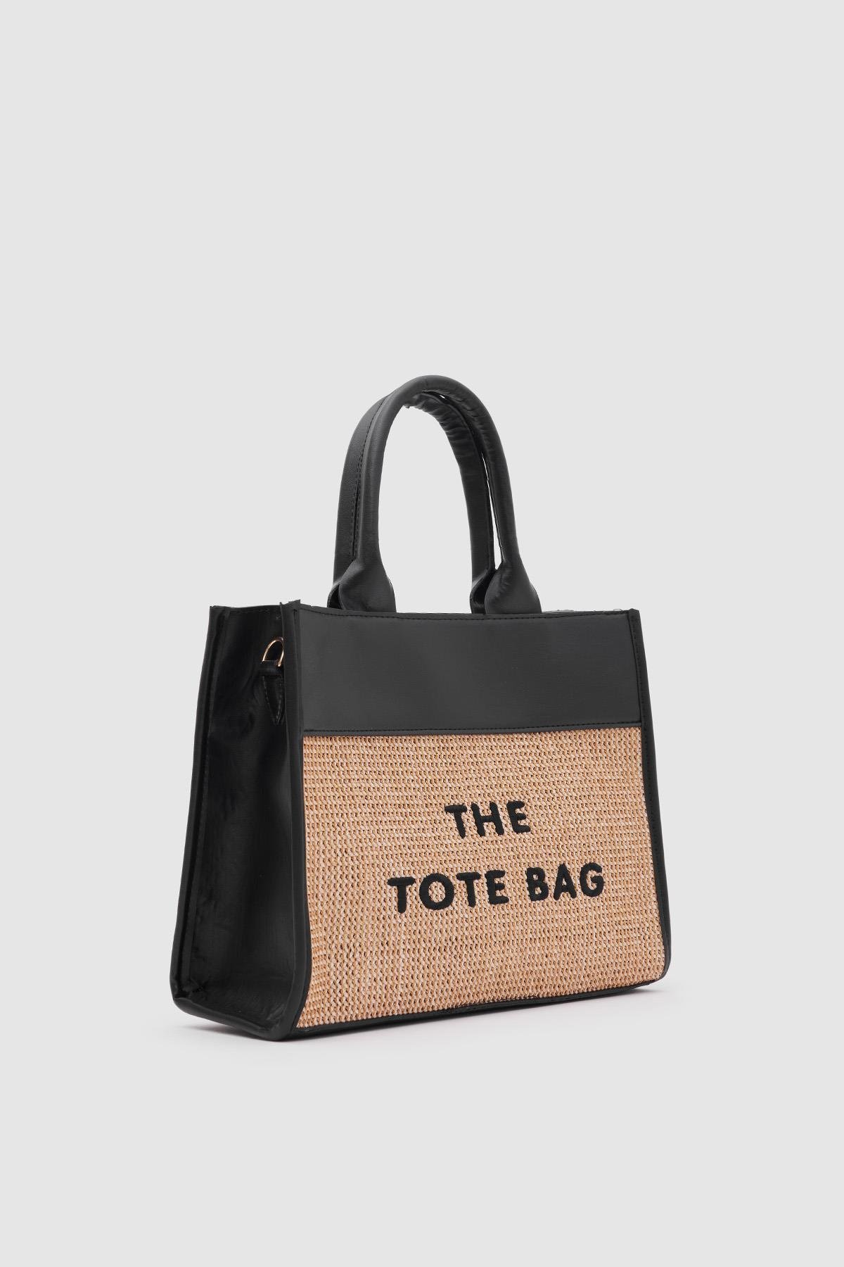Garnili Hasır Tote Bag Jesse Siyah