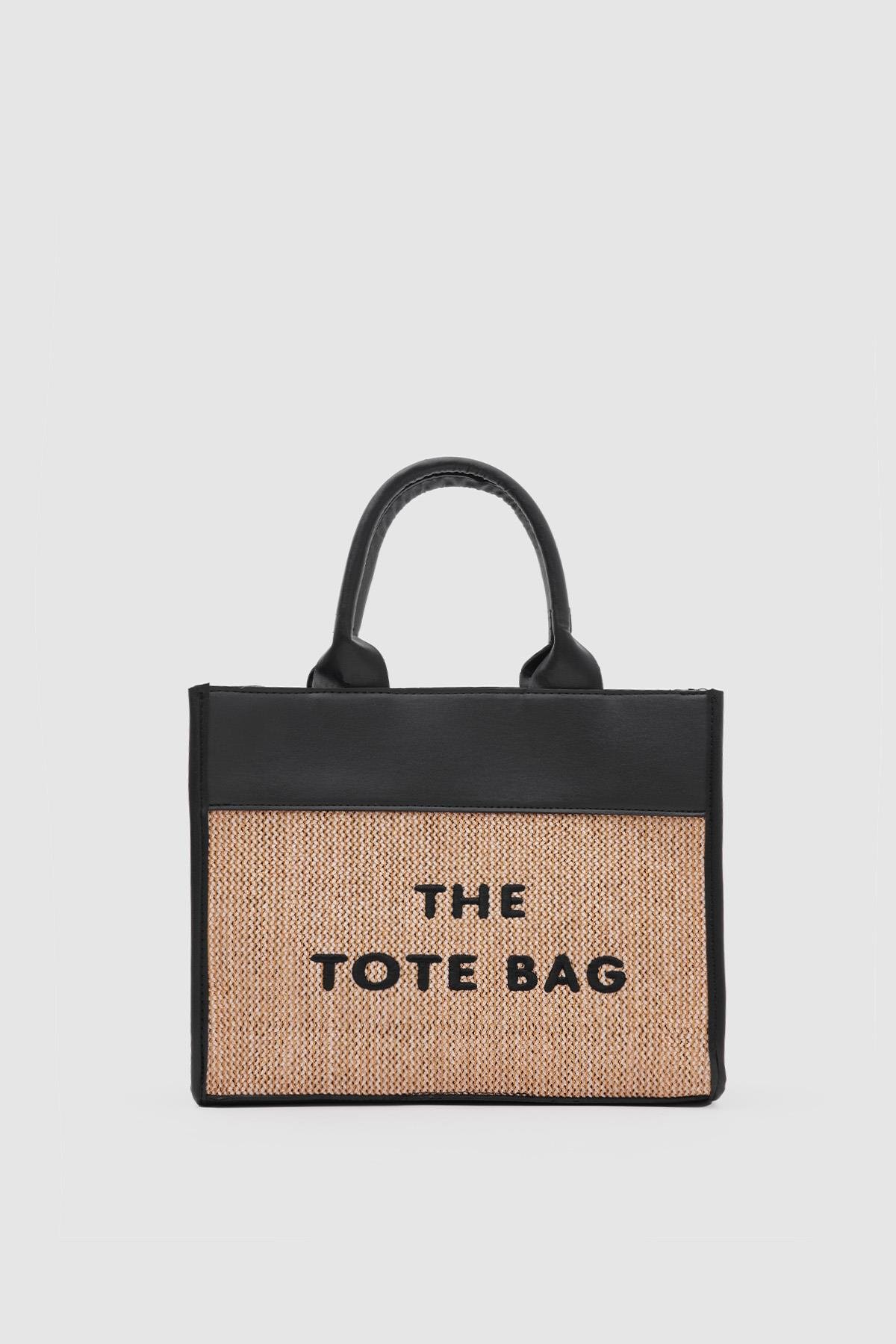 Garnili Hasır Tote Bag Jesse Siyah