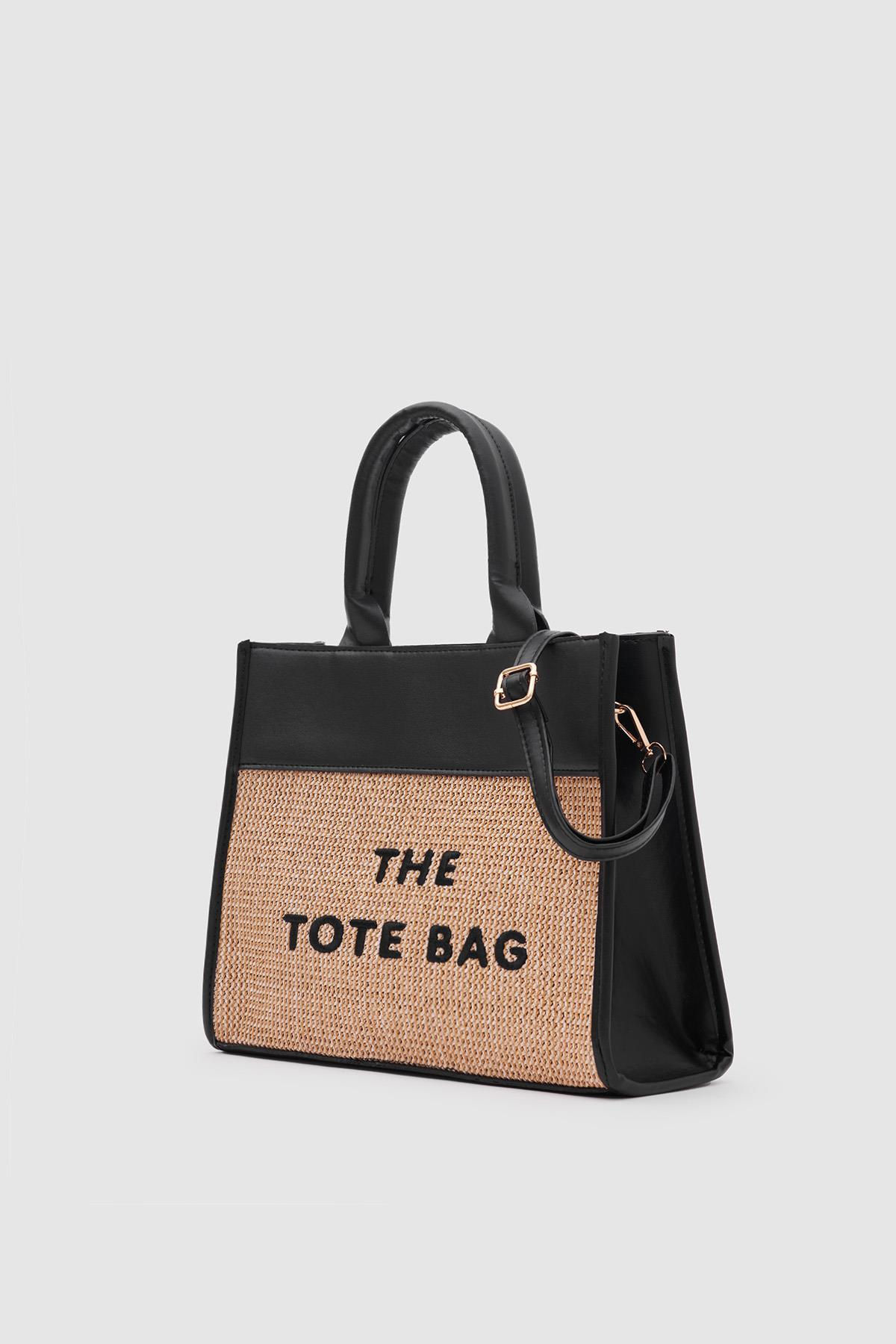 Garnili Hasır Tote Bag Jesse Siyah