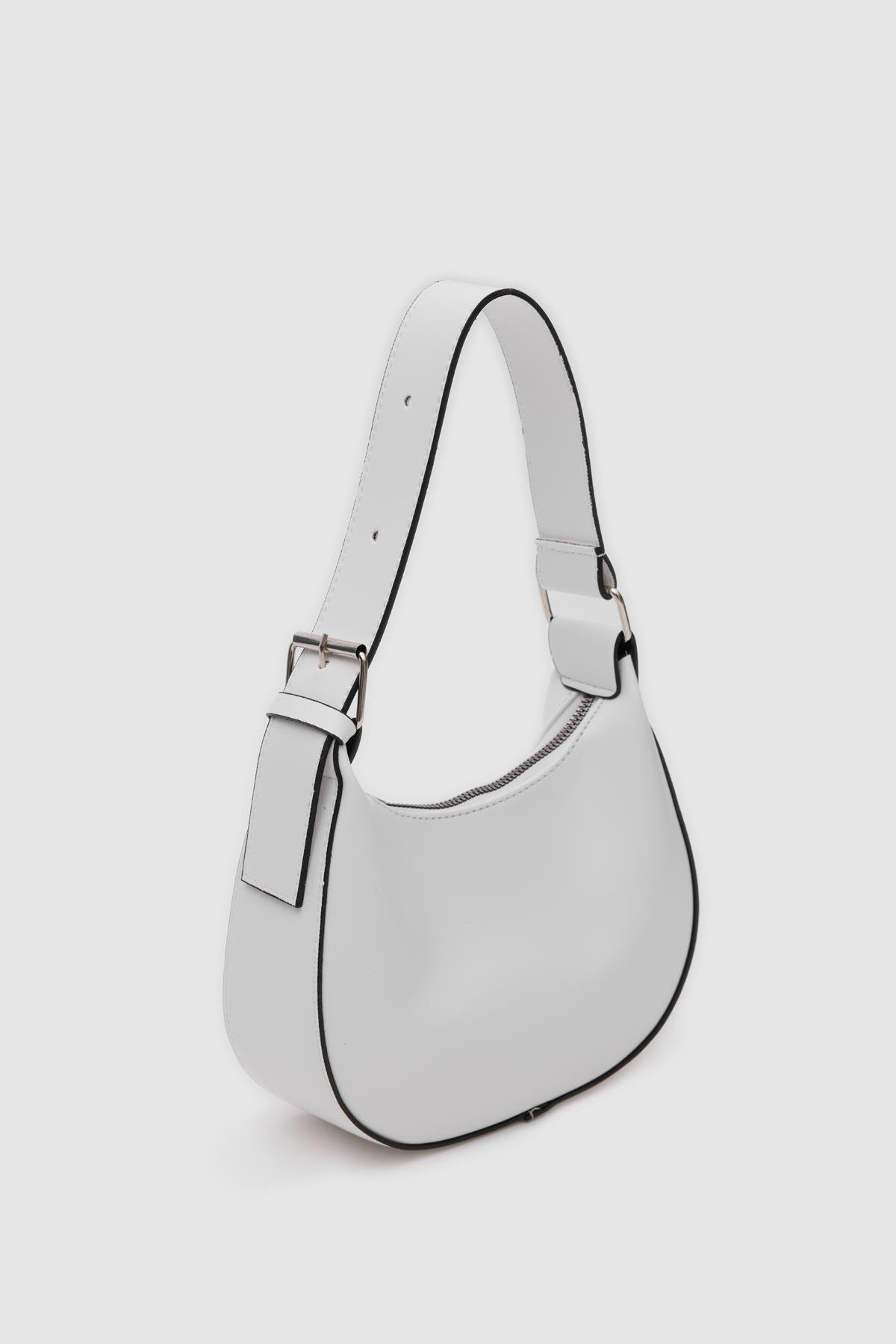 Giu Oval Baget Çanta Beyaz