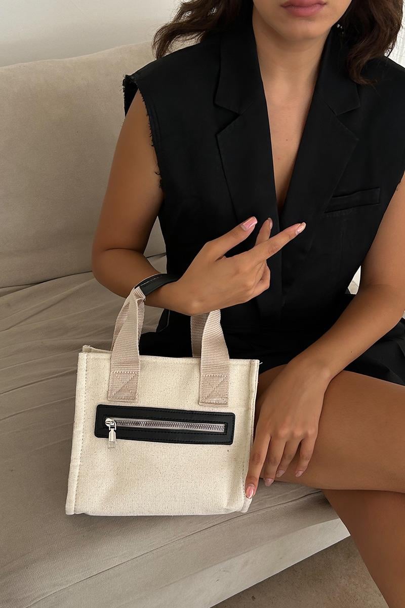 Jade Garnili Kanvas Siyah Çapraz Çanta