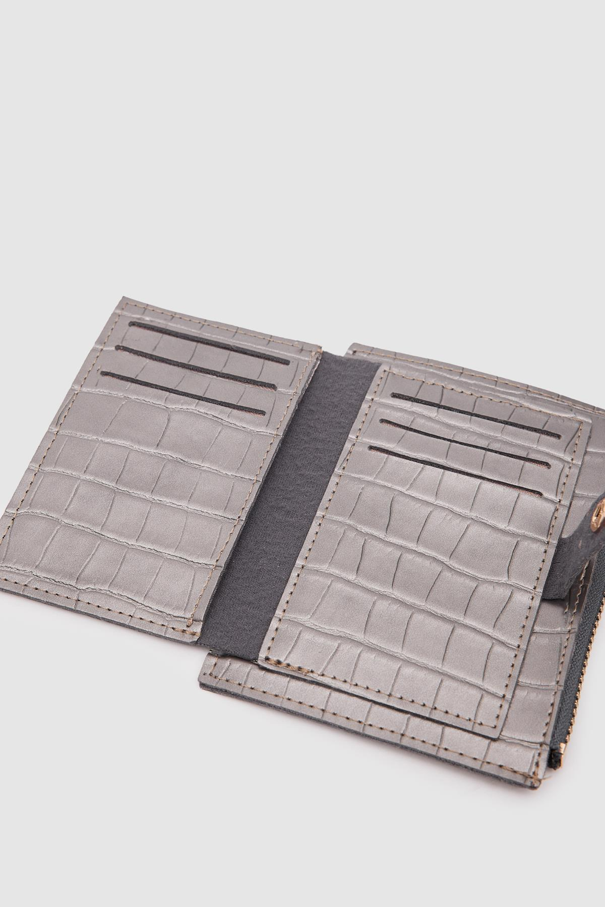 Katlamalı Kartlıklı Cüzdan Croco Ice Antrasit