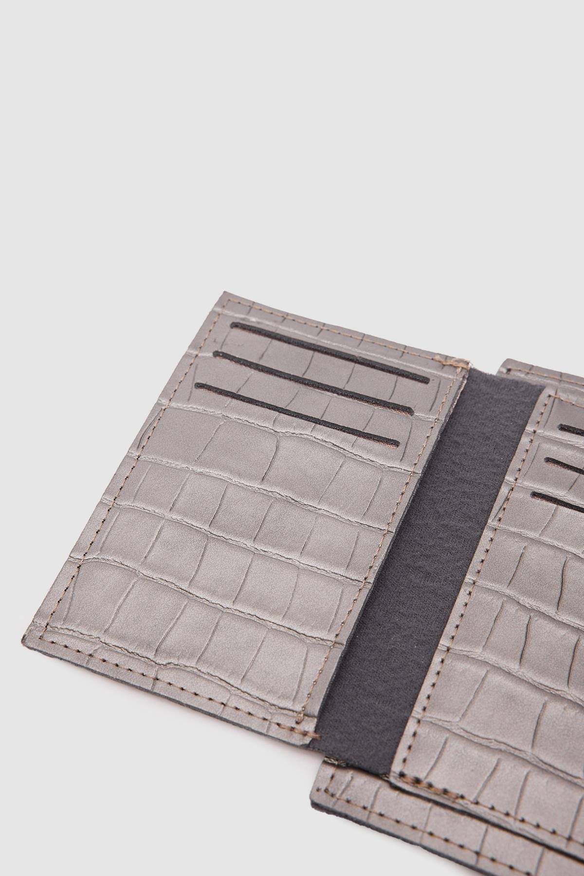 Katlamalı Kartlıklı Cüzdan Croco Ice Antrasit