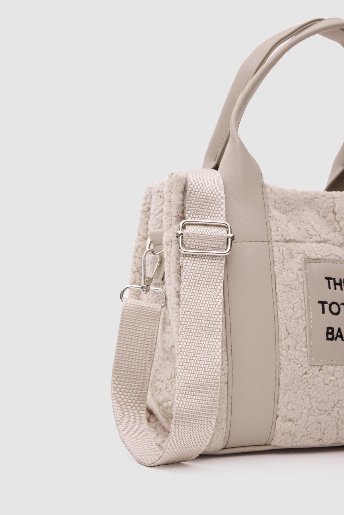 Kürklü Kadın Tote Bag Magnus Bej