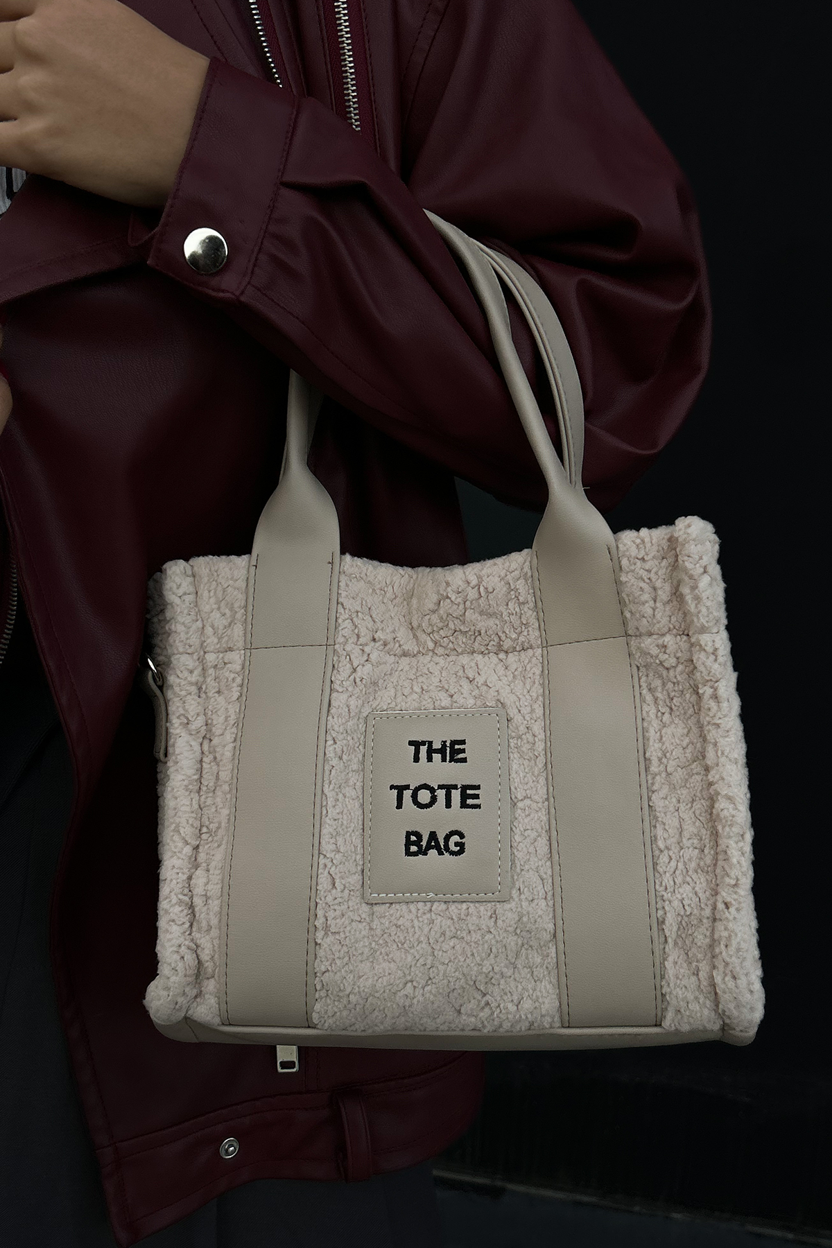 Kürklü Kadın Tote Bag Magnus Bej