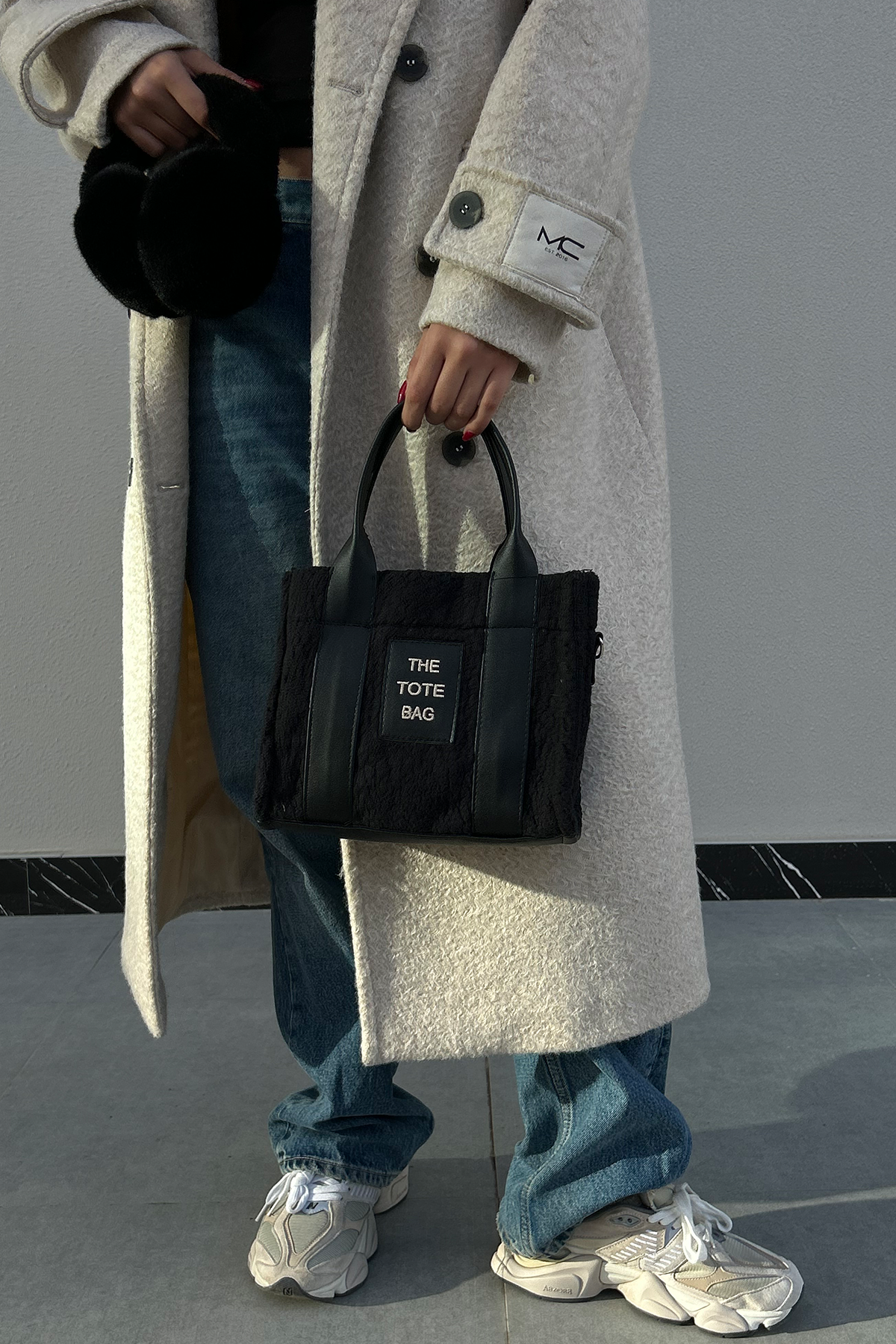 Kürklü Kadın Tote Bag Magnus Siyah