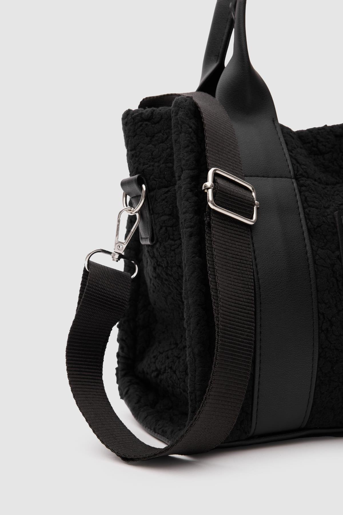 Kürklü Kadın Tote Bag Magnus Siyah