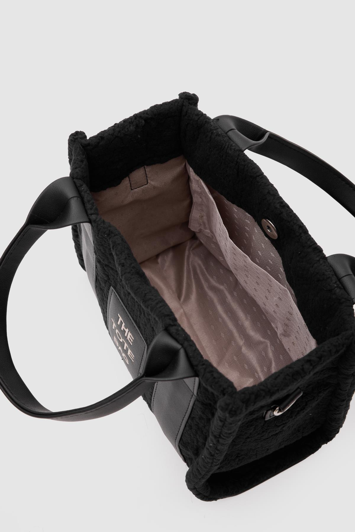 Kürklü Kadın Tote Bag Magnus Siyah