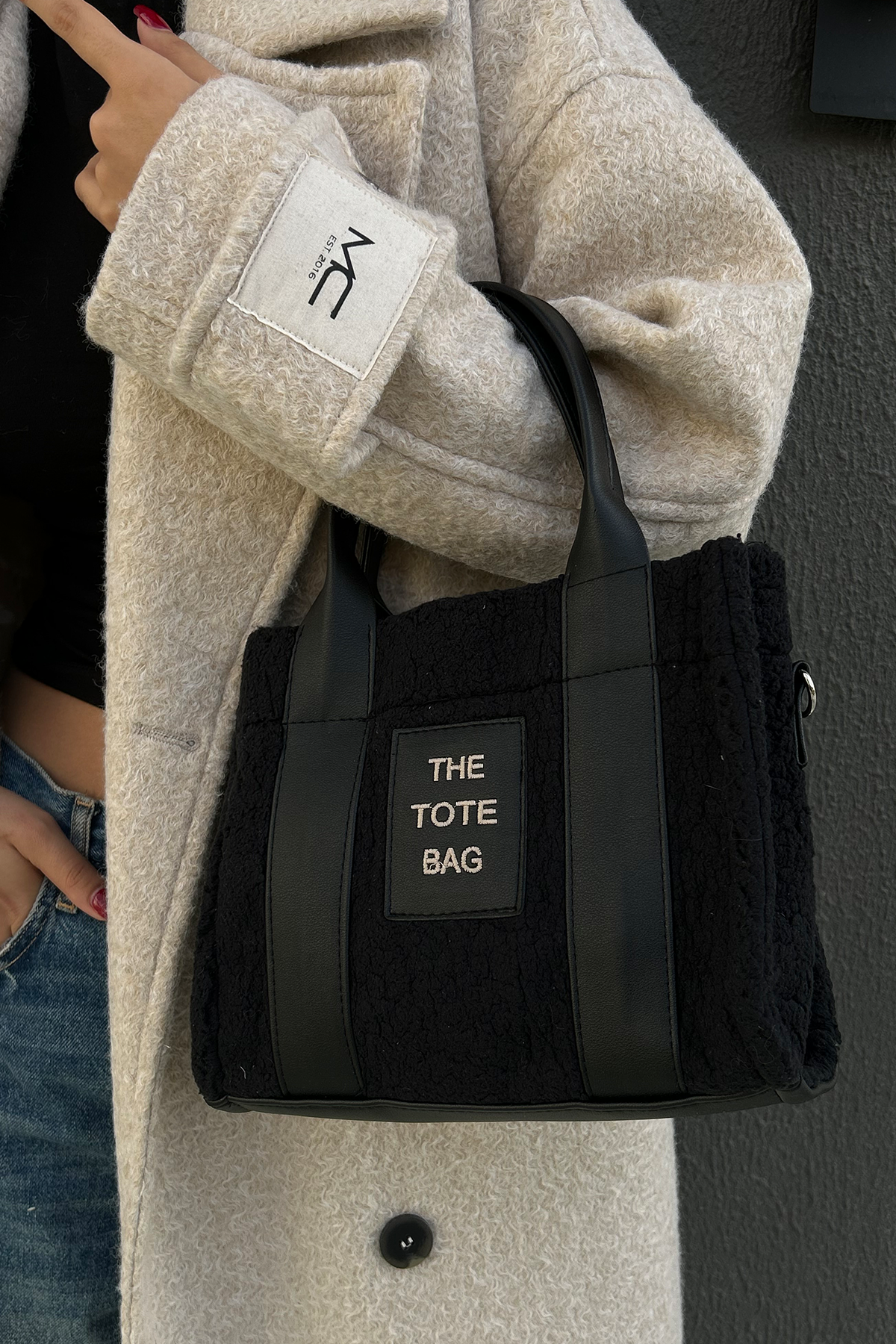 Kürklü Kadın Tote Bag Magnus Siyah