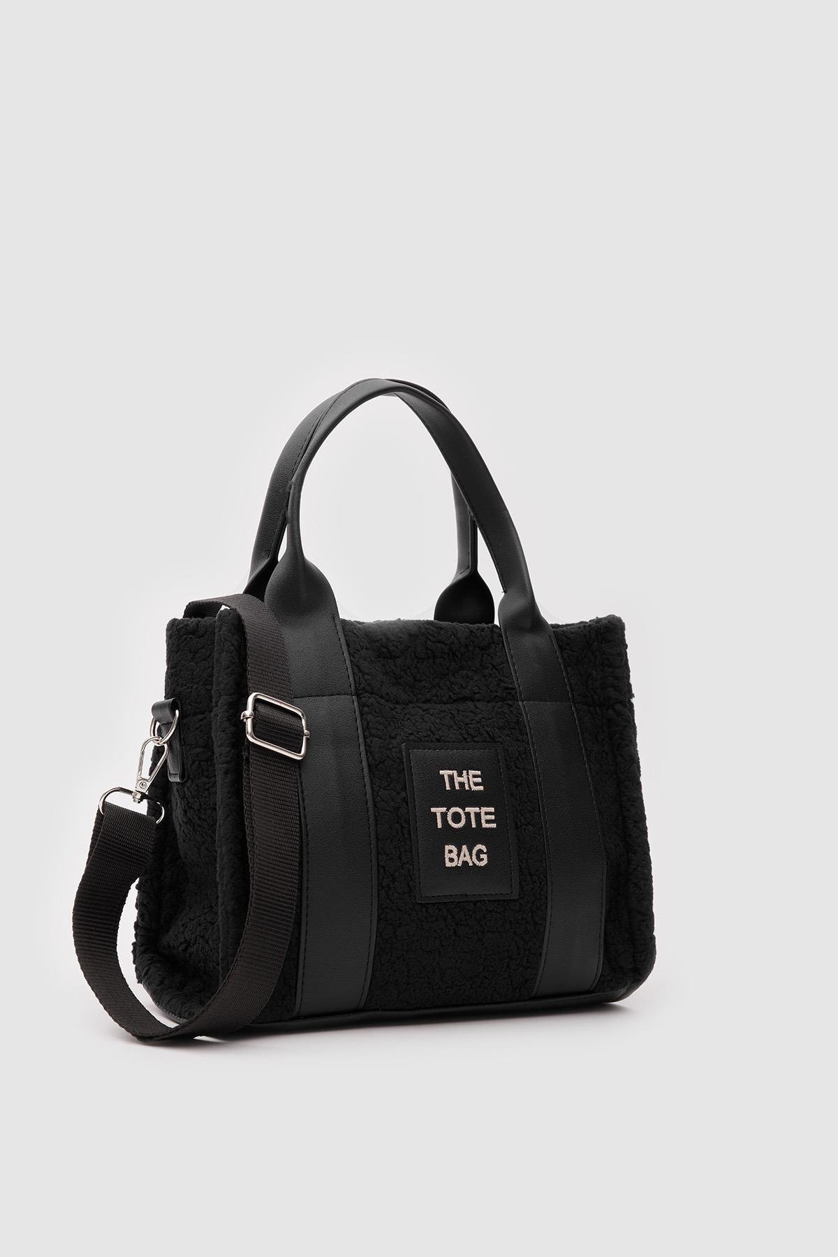 Kürklü Kadın Tote Bag Magnus Siyah