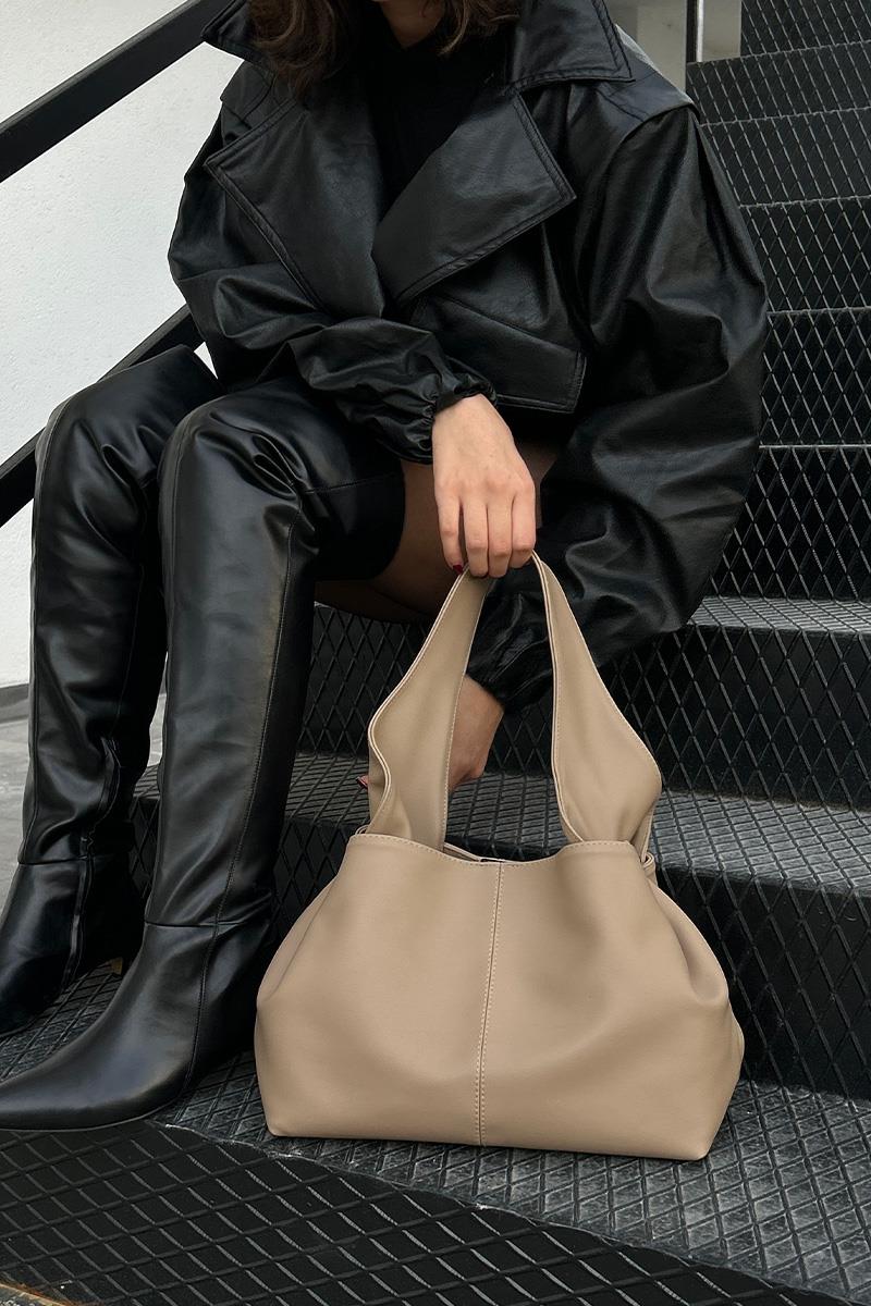 Mandy Basic Bej Omuz Çantası