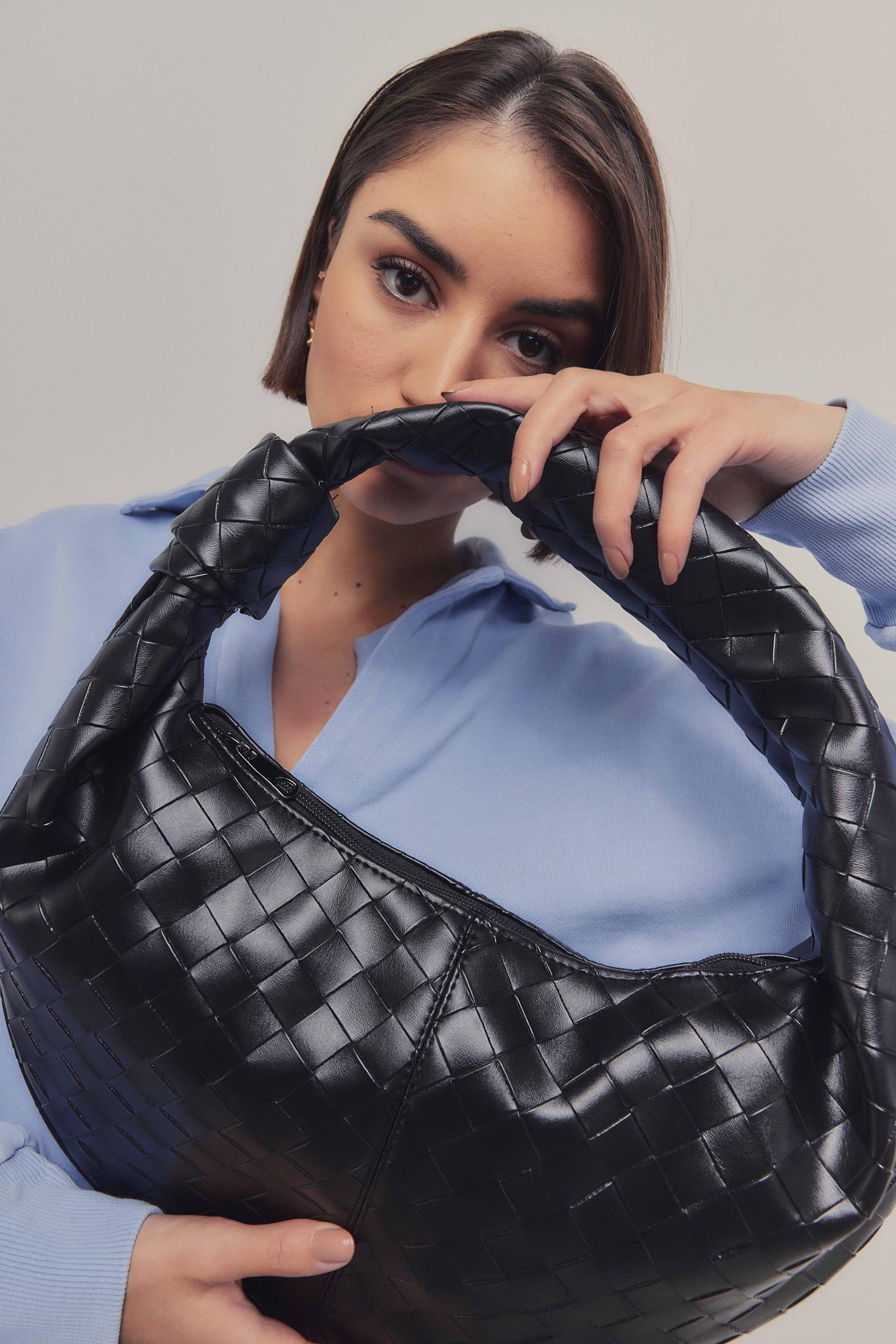 Örgülü Omuz Çantası Donna Siyah