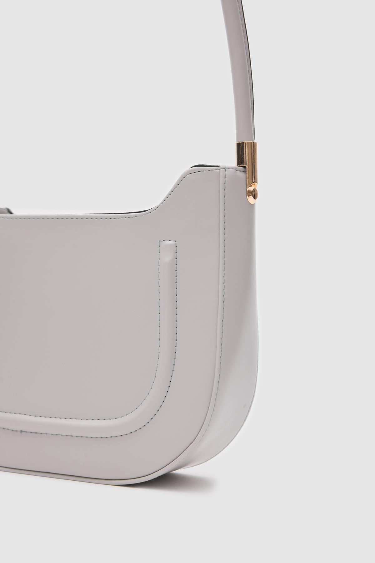 Oval  Baget Çanta Miku Gri