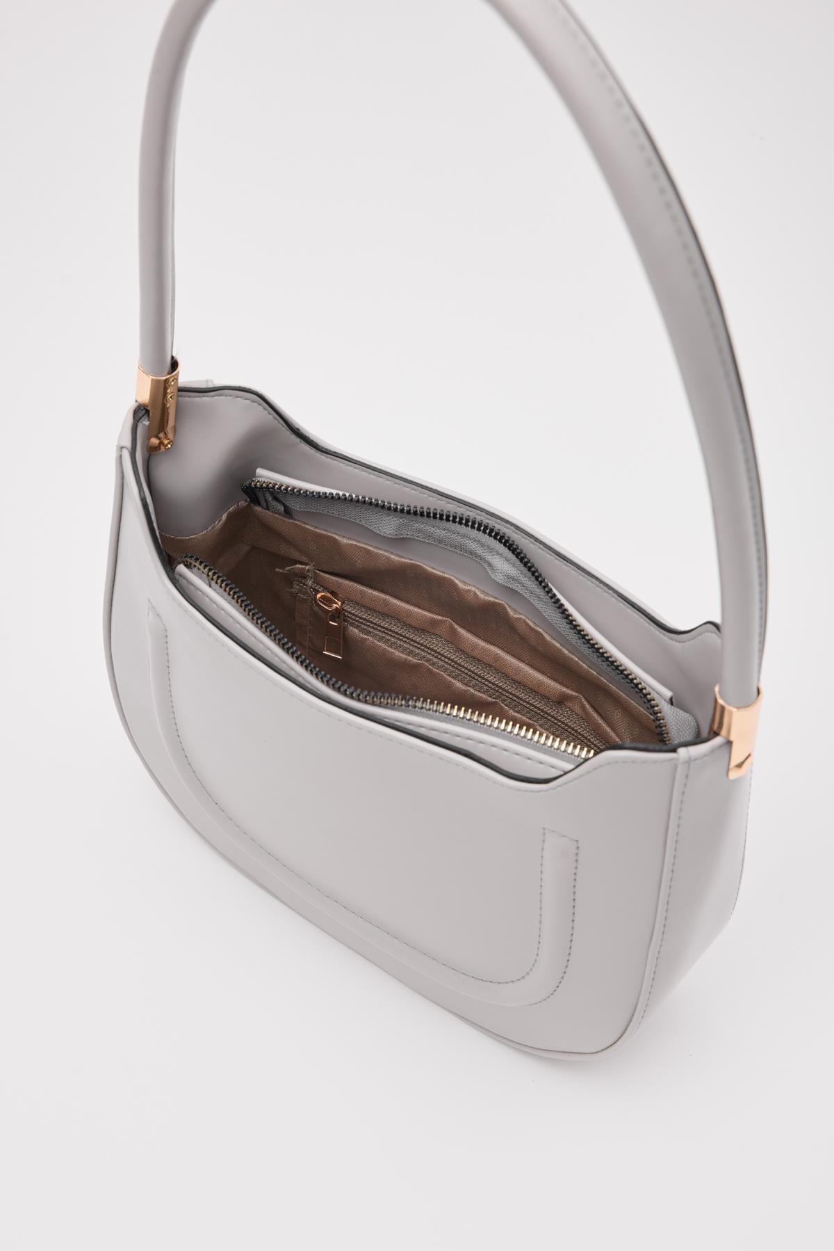 Oval  Baget Çanta Miku Gri