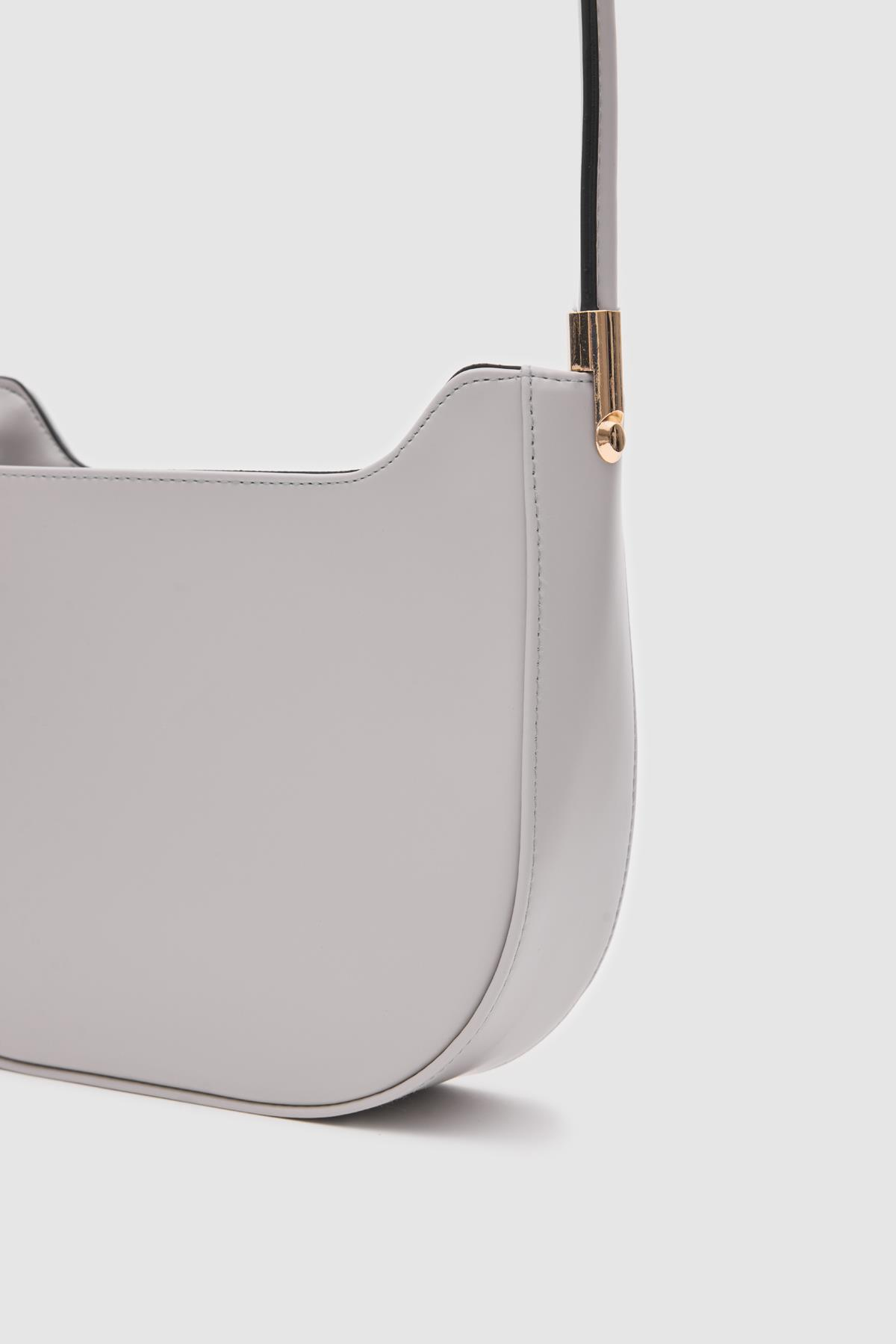 Oval  Baget Çanta Miku Gri