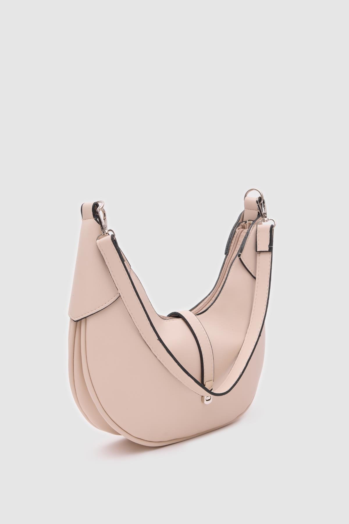 Oval Baget Çanta Suzu Krem