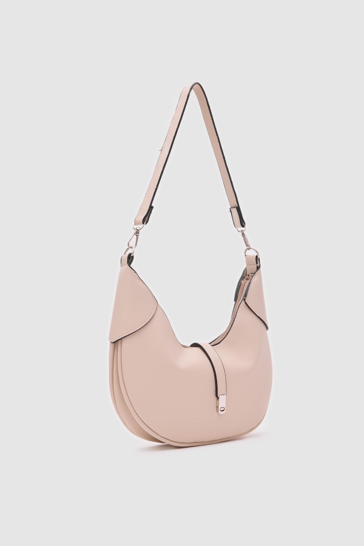 Oval Baget Çanta Suzu Krem