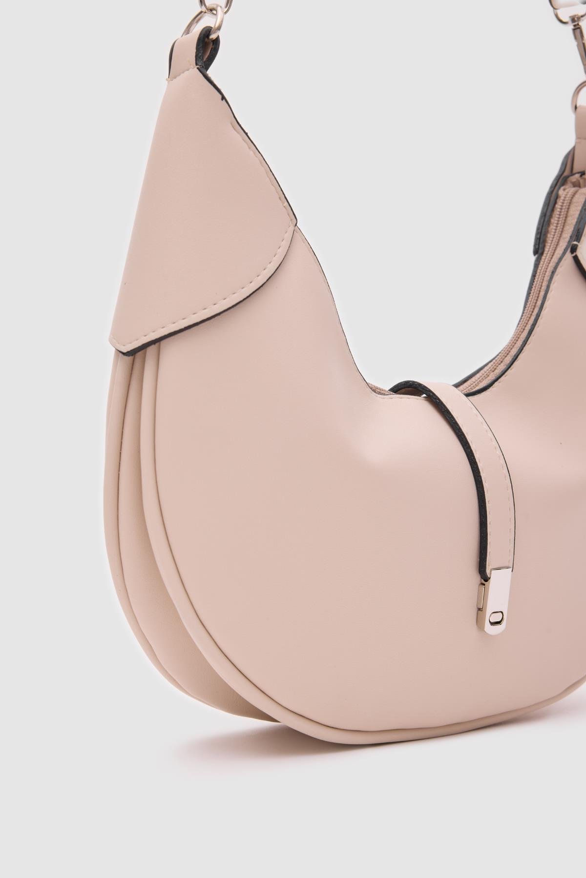 Oval Baget Çanta Suzu Krem