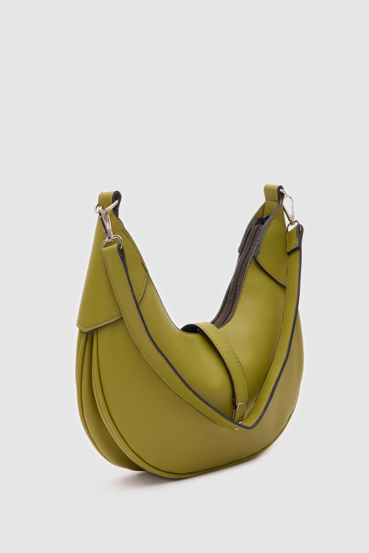 Oval Baget Çanta Suzu Zeytin Yeşili