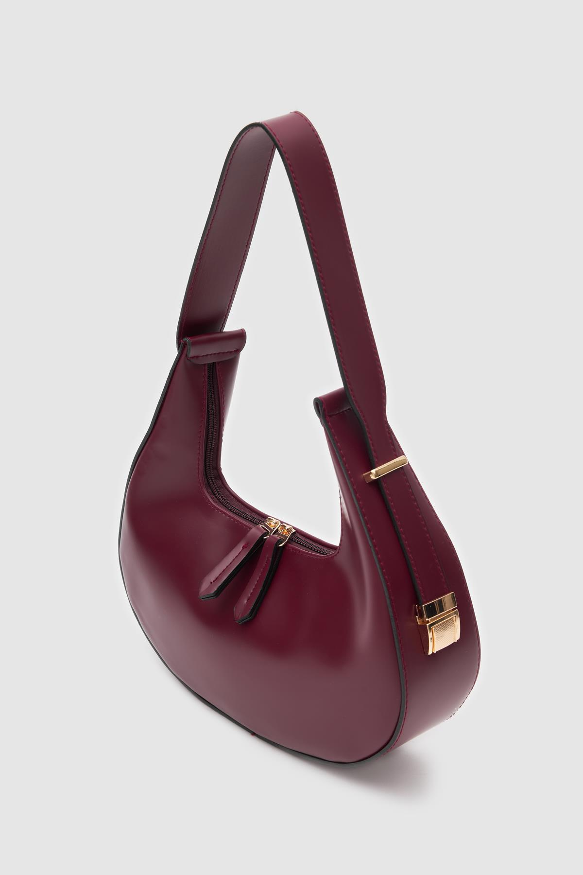 Oval Omuz Çantası Snow Bordo
