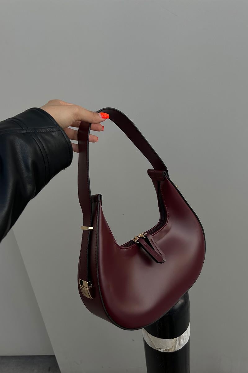 Oval Omuz Çantası Snow Bordo