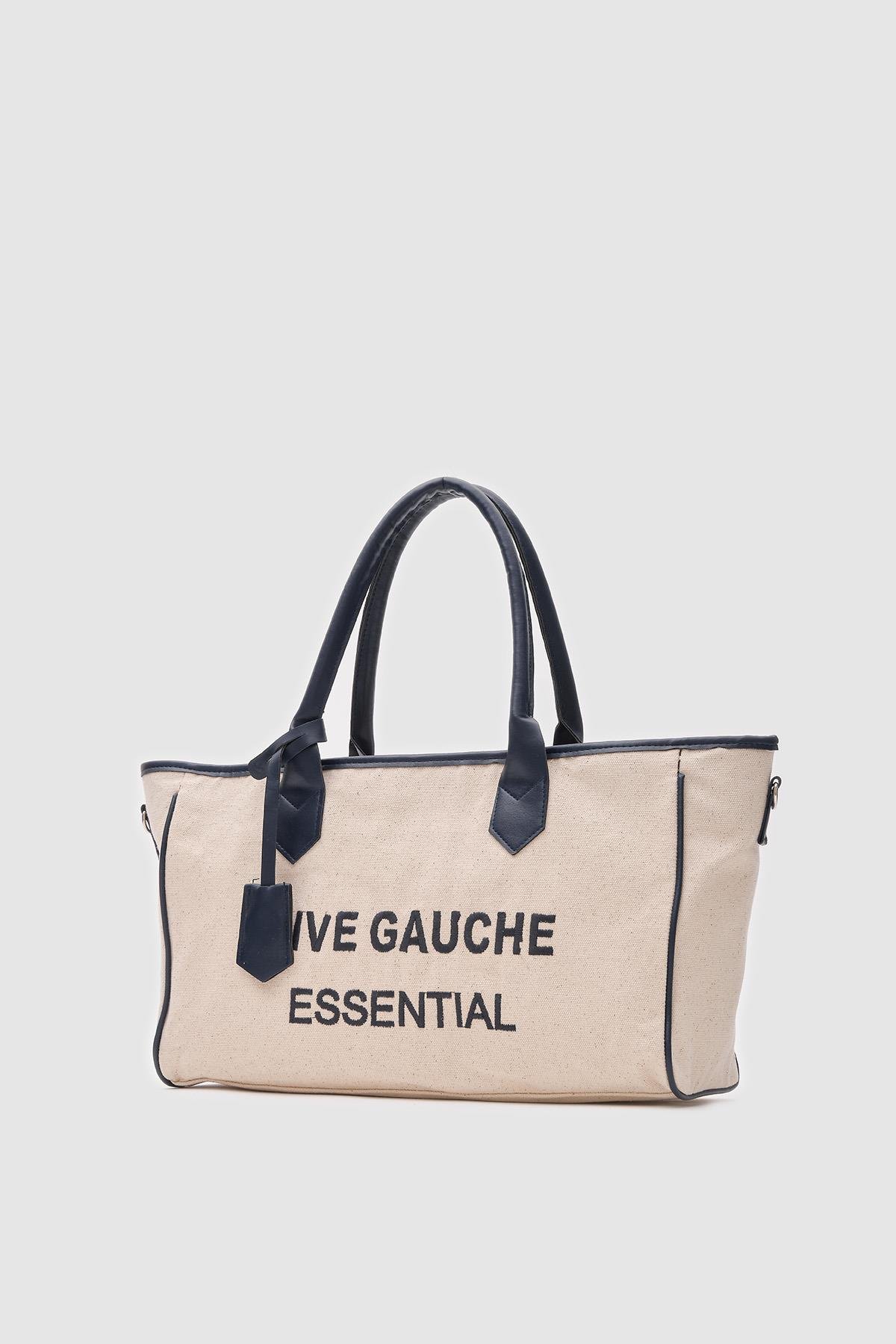 Rıve Gauche Kanvas Lacivert Tote Çanta 