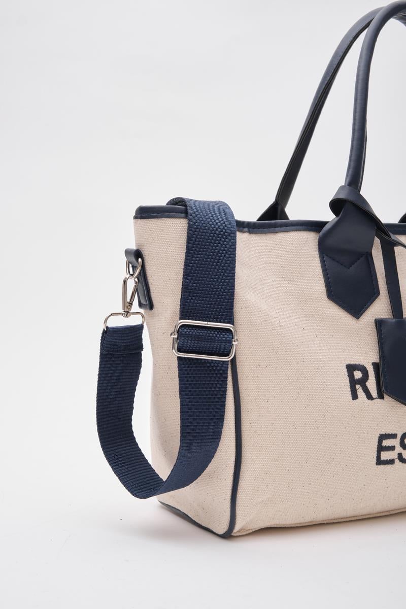 Rıve Gauche Kanvas Lacivert Tote Çanta 