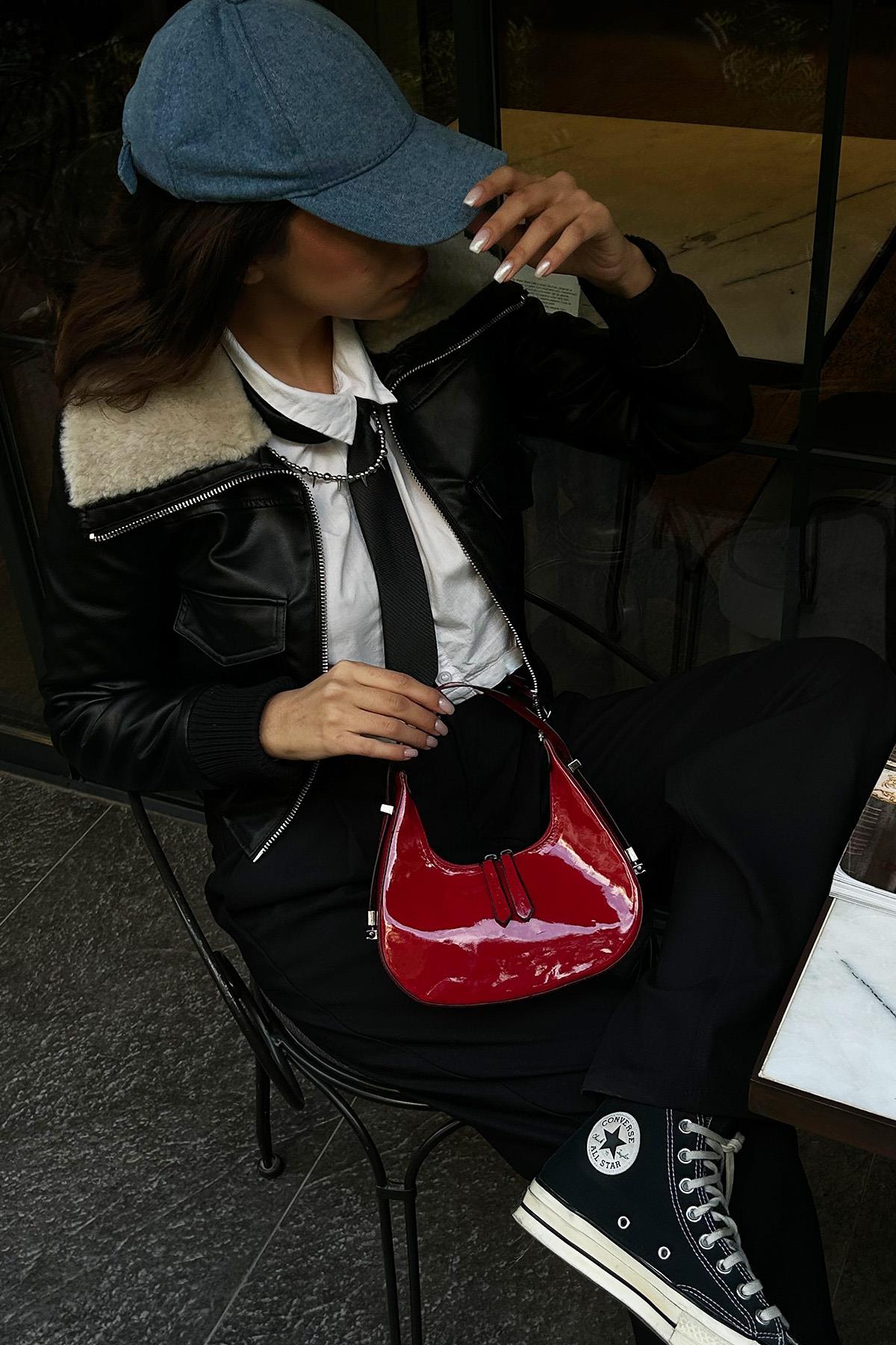 Rugan Baget Çanta Cherry Kırmızı