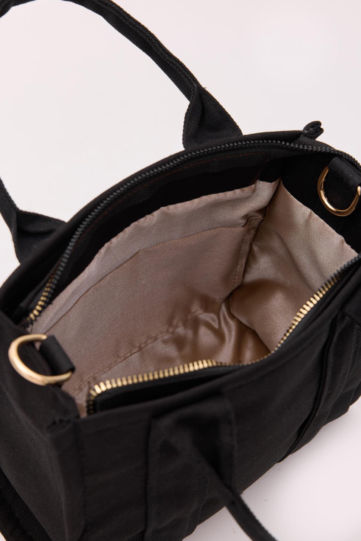Suni Deri Kadın Tote Bag Miles Kanvas Siyah