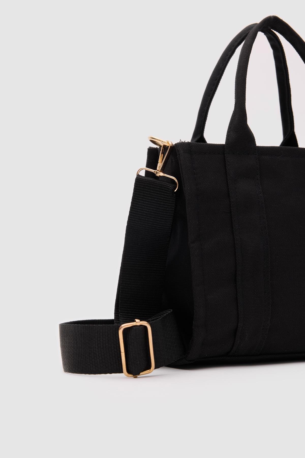 Suni Deri Kadın Tote Bag Miles Kanvas Siyah