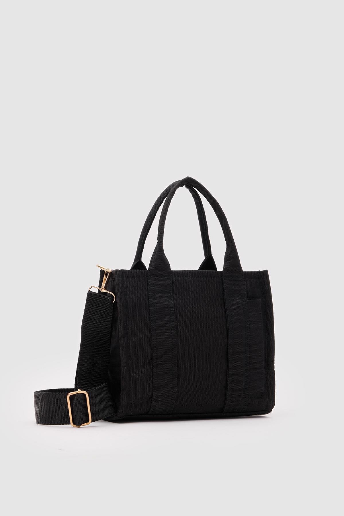 Suni Deri Kadın Tote Bag Miles Kanvas Siyah