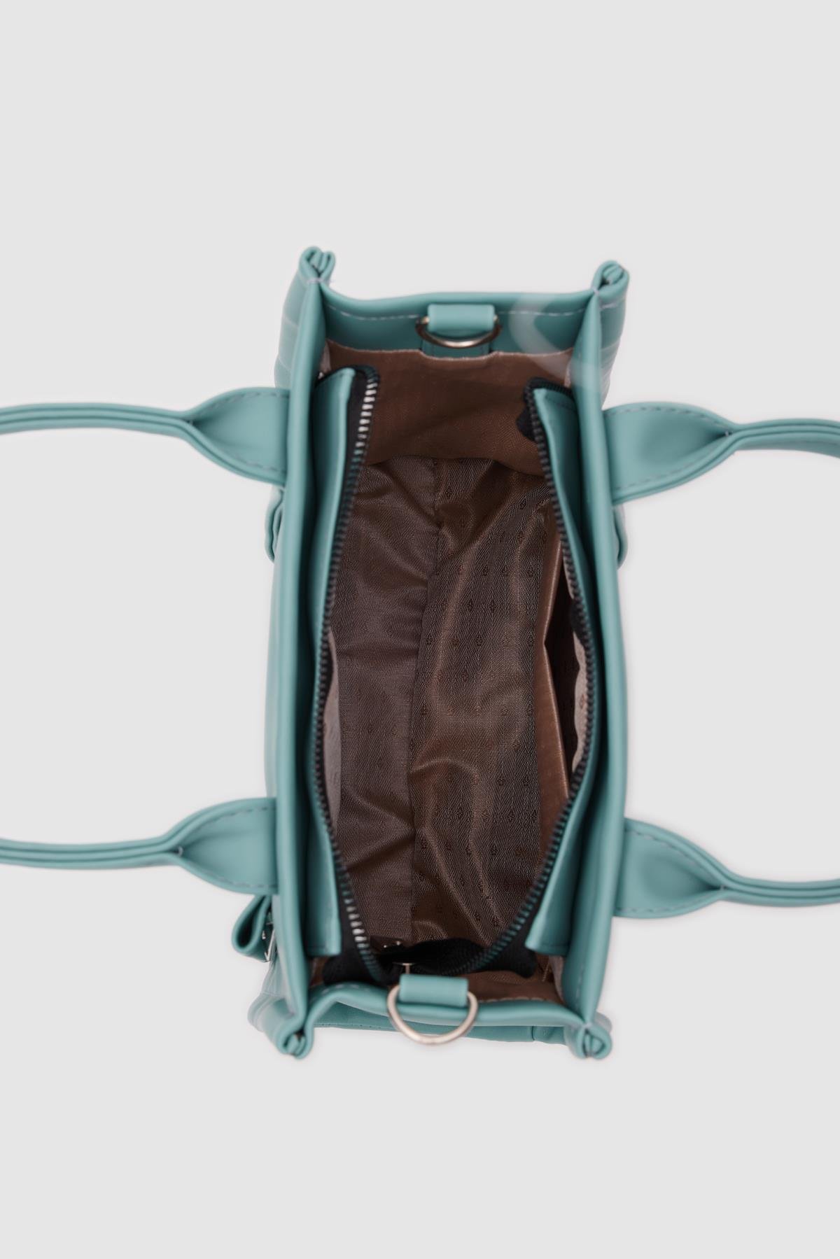 Suni Deri Kadın Tote Bag Miles Turkuaz Mavi